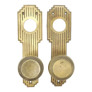 Vintage Round Concentric Brass Art Deco Door Knobs - 4 Piece Set