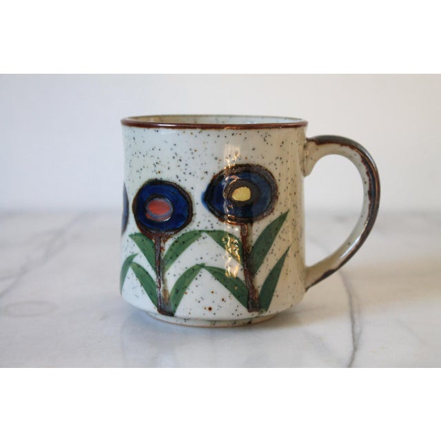 Vintage Mid-Century Speckled Cream Stoneware Coffee Mugs S/4 For Sale - Image 4 of 10
