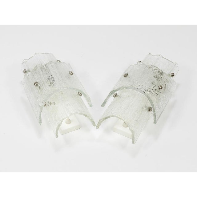 Gold Mid-Century Frosted Ice Glass Sconces by J. T. Kalmar for Kalmar, 1960s For Sale - Image 8 of 18