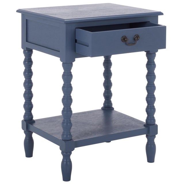 Wood Athena Bobbin Accent Table in Blue For Sale - Image 7 of 9