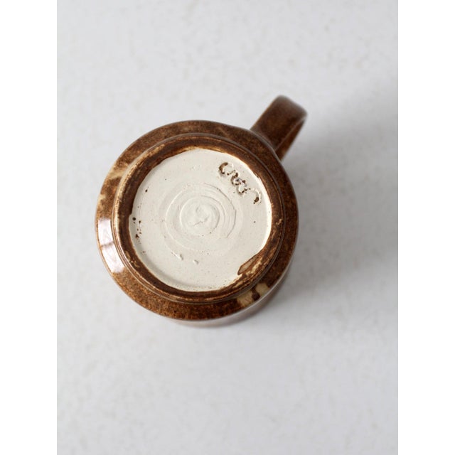 Late 20th Century Vintage Organic Modern Studio Pottery Mug With Fleur-Di-Lis For Sale - Image 5 of 11