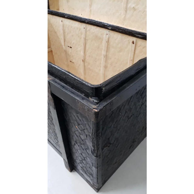 Black Antique Japanese Woven Bamboo Trunk c.1900 For Sale - Image 8 of 13