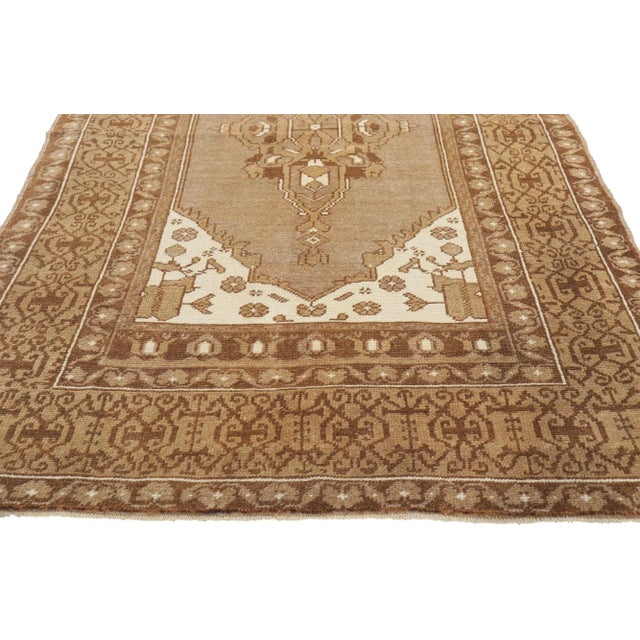 Late 20th Century Vintage Earth-Tone Turkish Oushak Rug, 03'11 X 06'11 For Sale - Image 4 of 10