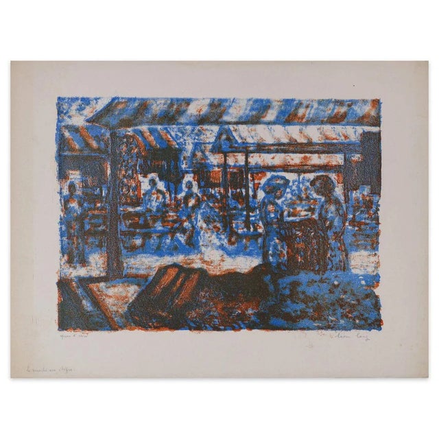 Image dimensions: 27.7 x 38 cm The Fabric Market is an original artwork realized by Léon Lang in the 1970s. Original...