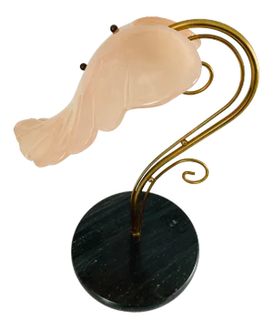 Art Nouveau Table Lamp Pink Glass Tropical Leaf Art Glass 19”h
