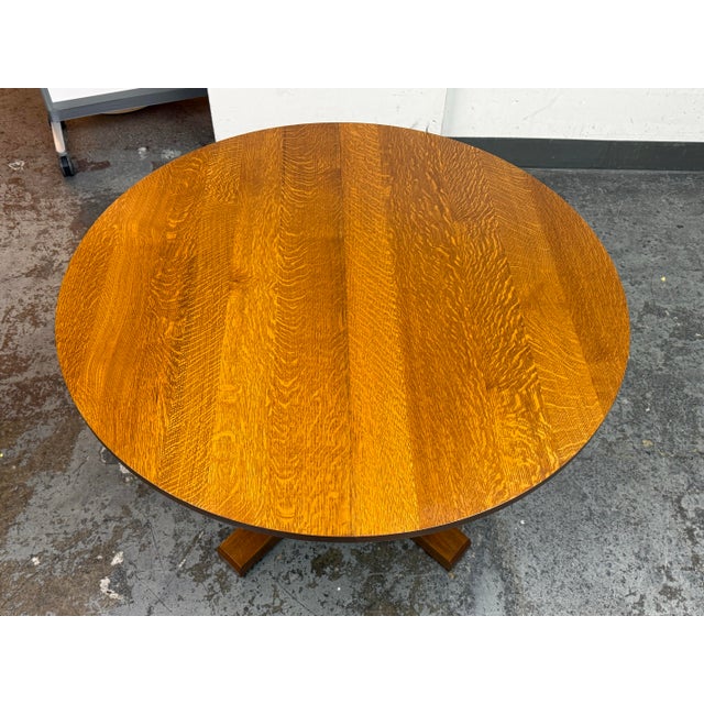 Arts & Crafts Stickley Furniture Pedestal Extension Dining Table, 46 Inches For Sale - Image 3 of 12