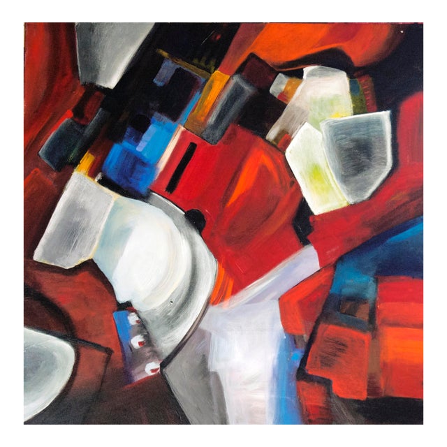 Orange Loft — Abstract Expressionist Painting, Acrylic on Canvas, 36 × 36 In, Square Format For Sale
