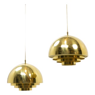 Brass Pendants from Vereinigte Werkstätten München, Germany, 1970s, Set of 2 For Sale