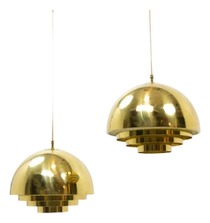 Brass Pendants from Vereinigte Werkstätten München, Germany, 1970s, Set of 2