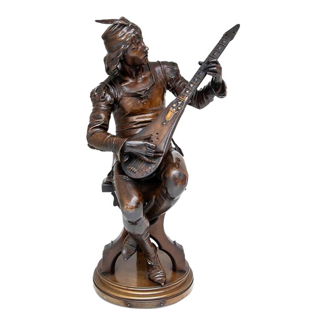 Emile Boisseau "Le Troubadour" Patinated Bronze For Sale