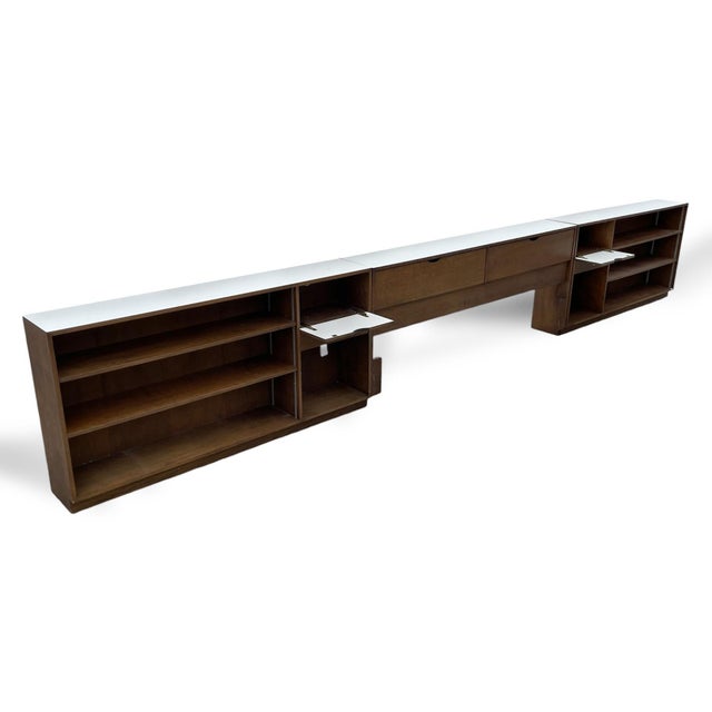Mid-Century Modern Marianne Willisch Custom King-Size Headboard W/Nightstands/Bookcases For Sale - Image 3 of 9
