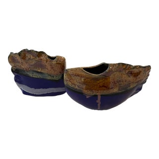 Pair of Spathazis Bzos Artistic Hand-Made Ceramic Vases From Greece For Sale