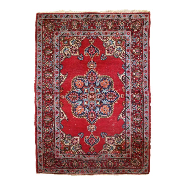 1970s Handmade Vintage Persian Kazvin Rug For Sale