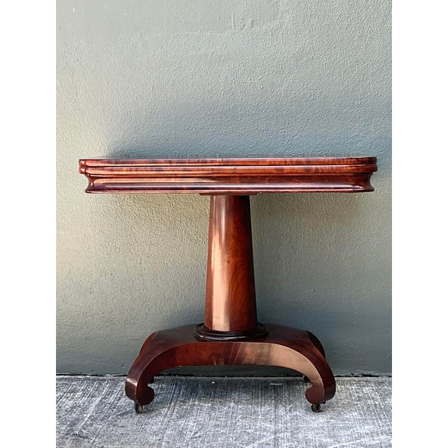 Early 20th Century Vintage Flame Mahogany Convertible Game Table For Sale - Image 5 of 12