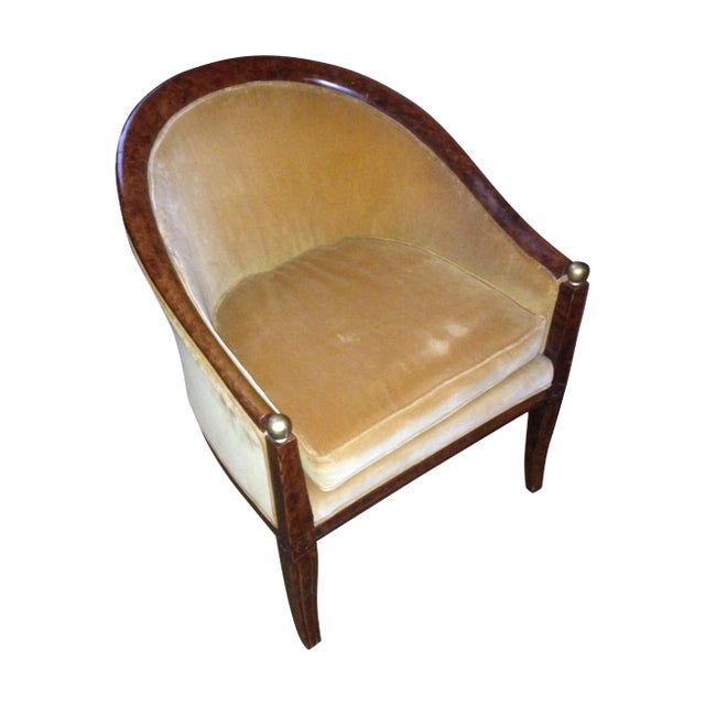 Vintage French Empire Style Barrel Back Accent Chair For Sale