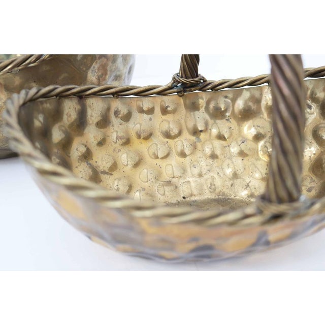 Metal Vintage Brass Plant Pots, Germany, 1940s, Set of 2 For Sale - Image 7 of 10