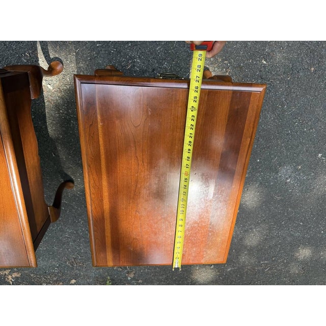 Late 20th Century Pair of Queen Anne Style 1 Drawer Side Tables/ Nightstands For Sale - Image 11 of 14
