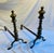 Traditional Antique Edwardian Turned Brass Andirons Cast Iron Stands For Sale - Image 3 of 7