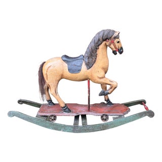 Antique Rocking Horse in Wood, 1940 For Sale