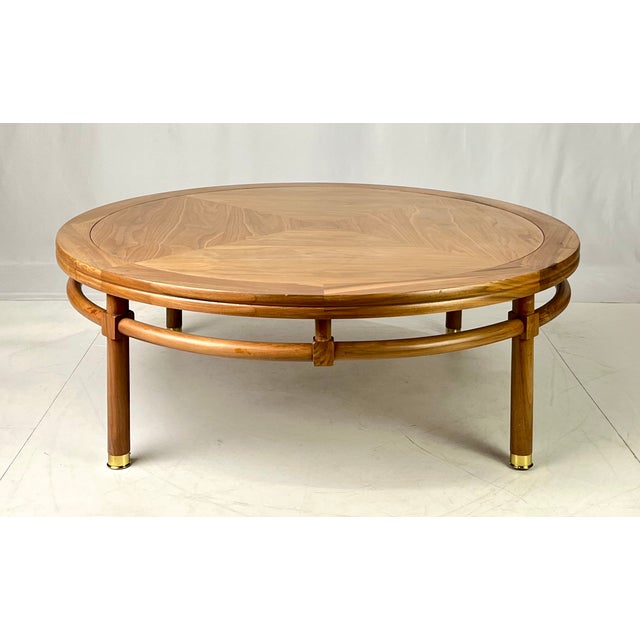 Mid 20th Century Mid-Century Modern "Medallion Limited" Four-Pie Wood Coffee Table With Brass Ferrules For Sale - Image 5 of 13