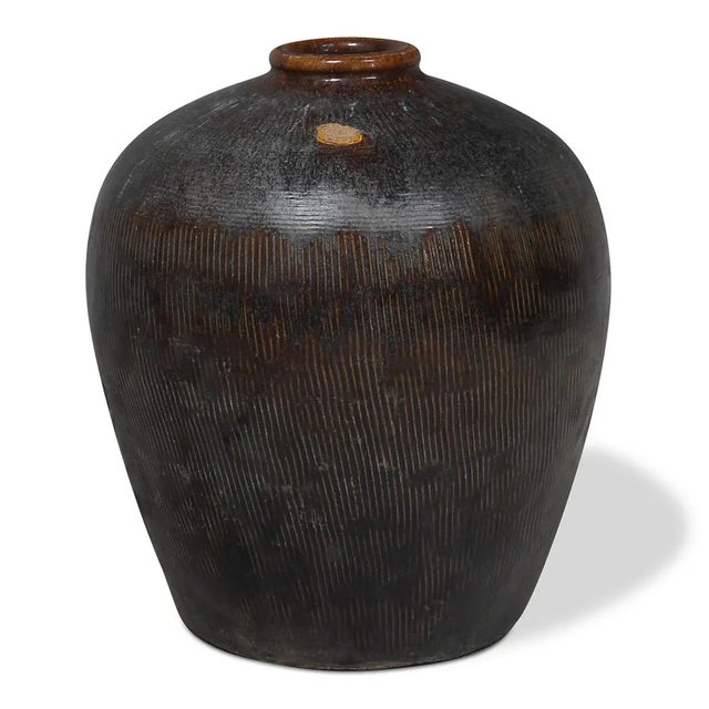 Large Vintage Black Storage Jar For Sale - Image 3 of 3