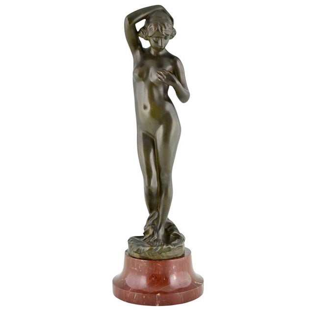 Alexandre Caron, Art Deco Female Nude Sculpture, 1920, Bronze on Marble Base For Sale - Image 12 of 12