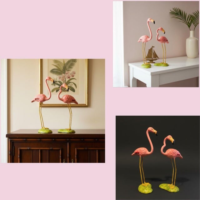 Vintage Mexican Paper Mache Flamingos Pair-Tonala Folk Art-Figurines-Tropical For Sale - Image 11 of 11