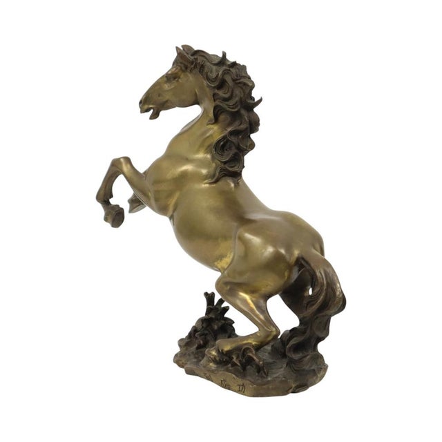 Vintage and heavy bronze statue of a rearing horse, an impressive horse sculpture of very fine quality, marked at the...