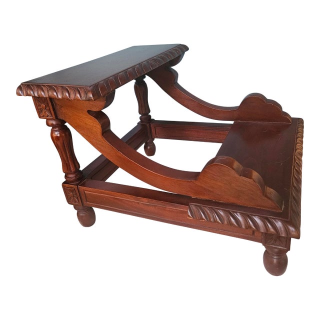 Carved Mahogany Bed Library Step For Sale