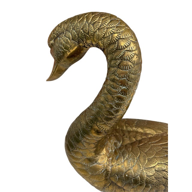 Vintage Large Brass Swan by Fritz Brass For Sale - Image 6 of 10