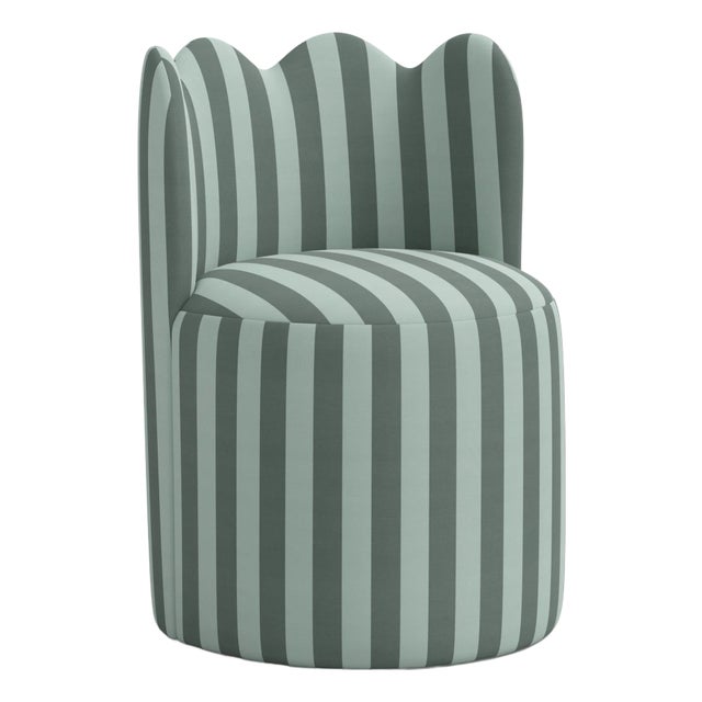 Spritely Home Nyla Dining Chair in Canopy Stripe Tonal Teal For Sale
