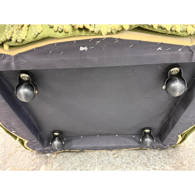 Bespoke Green Tufted Ottoman + Casters For Sale - Image 10 of 12