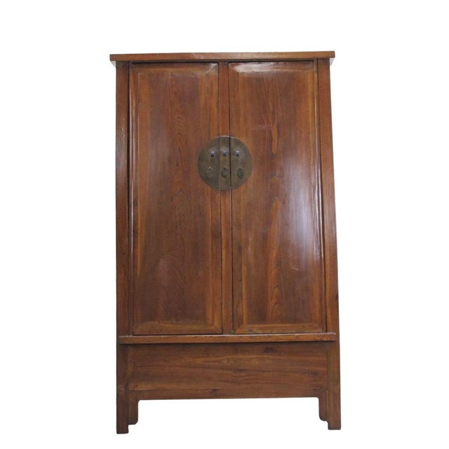 Antique Square-Corner Elm Armoire For Sale