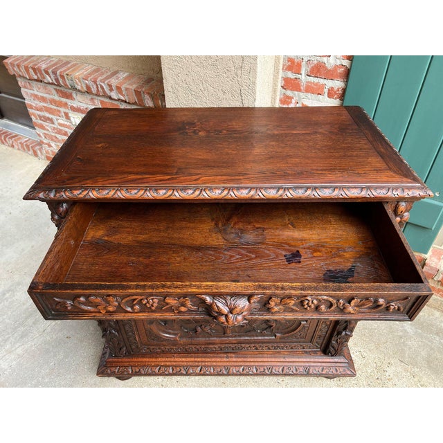 Antique French Wine Cabinet Sideboard Renaissance Revival Carved Oak C1890 For Sale - Image 13 of 18