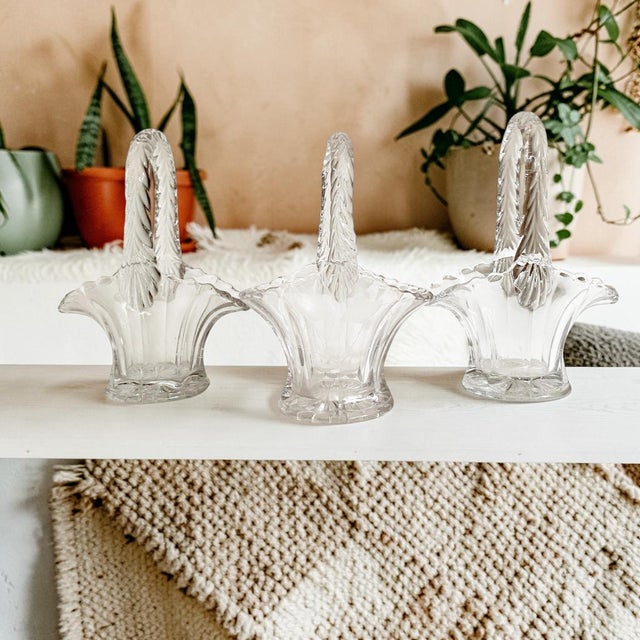 Duncan & Miller "Bride's Baskets" Set of 3 - Easter Decor One of them has an etched floral design. All in wonderful...