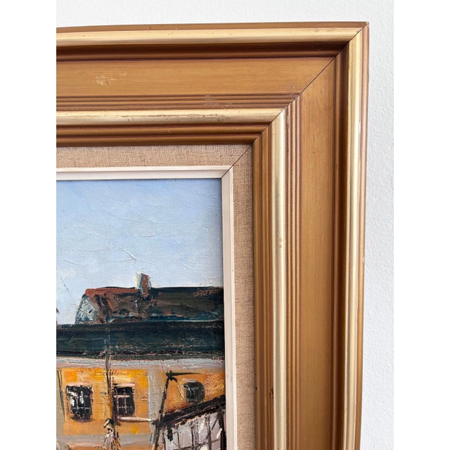 Vintage Original Oil Painting of a Canal Cityscape, Circa 1970s - Signed For Sale - Image 9 of 17