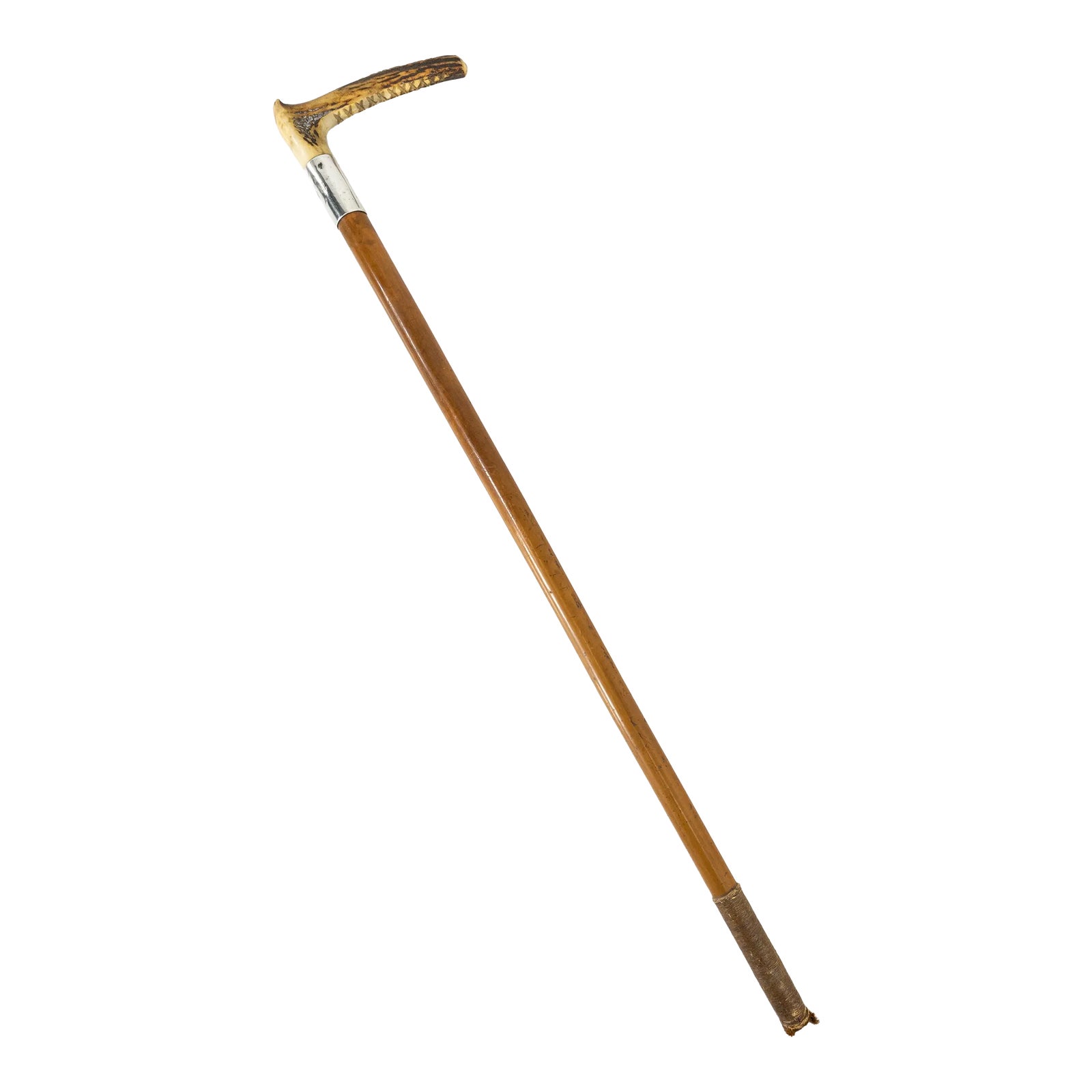 20th Century Sterling Silver and Stag Horn Antler Riding Crop | Chairish