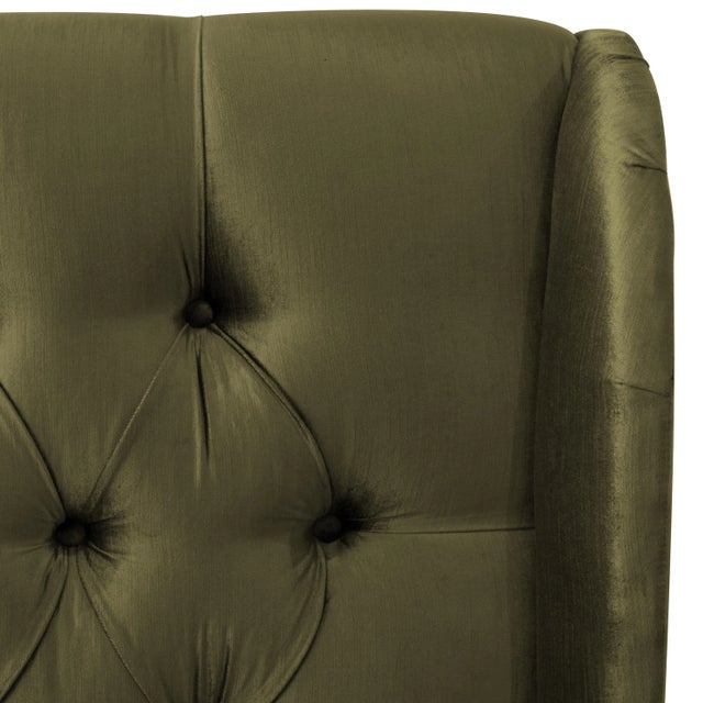 Contemporary Lulu Wingback Tufted Bed in Pine Shine Velvet, King For Sale - Image 3 of 6