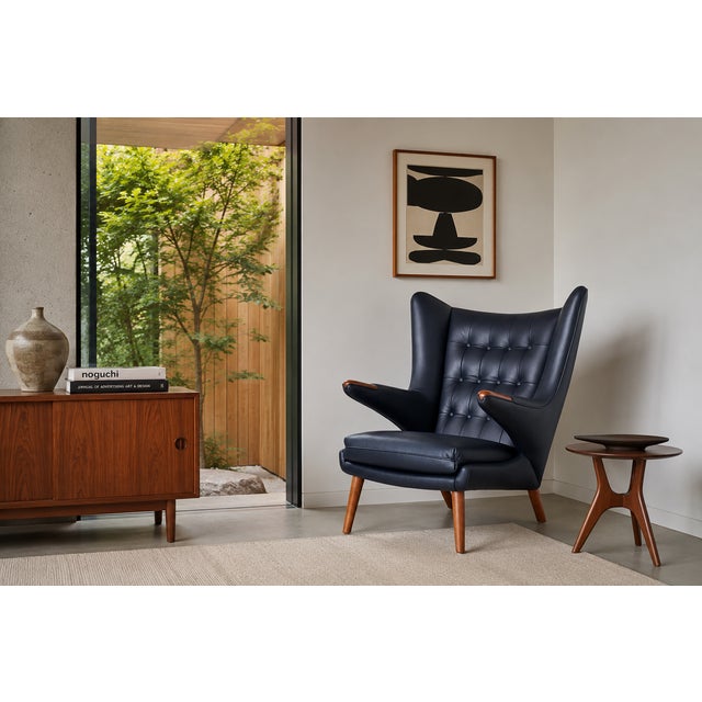 Danish modern “Papa Bear” chair designed by Hans J. Wegner for A.P. Stolen in Denmark, circa 1950s. Originally introduced...