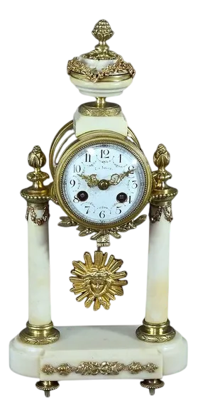 Louis XVI Style Marble and Bronze Clock from Mougin, 1889