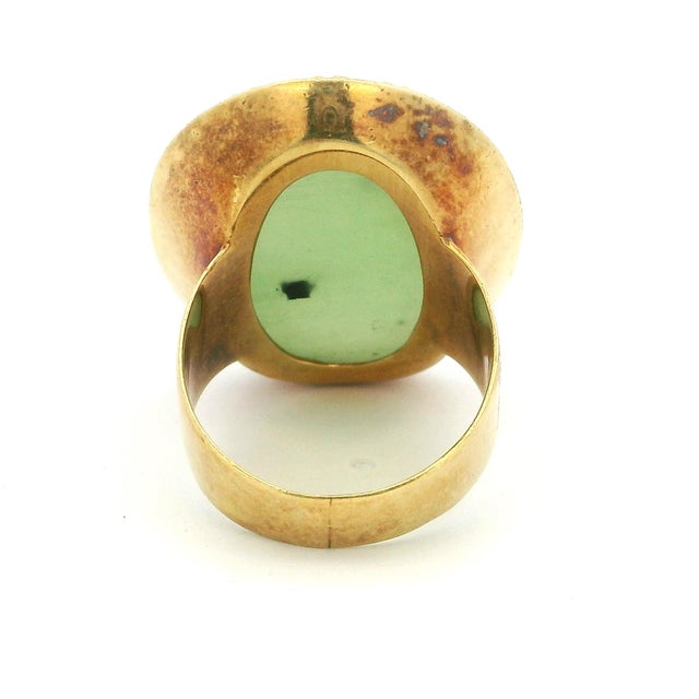 Vintage Italian 18k Gold Jade Statement Ring by Corletto, Size 8 For Sale - Image 4 of 10