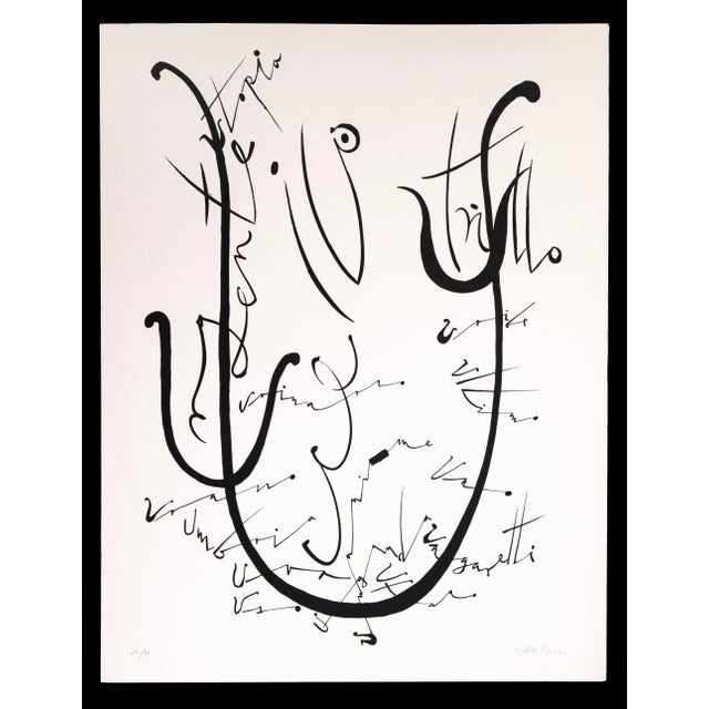 Rafael Alberti, Letter U, Original Lithograph, 1972 For Sale - Image 3 of 3