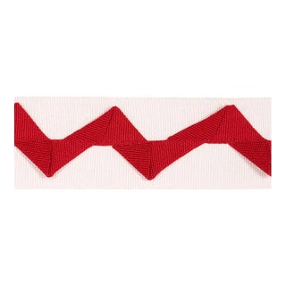 Sample - Schumacher Lazare Applique Tape in Red on Ivory For Sale
