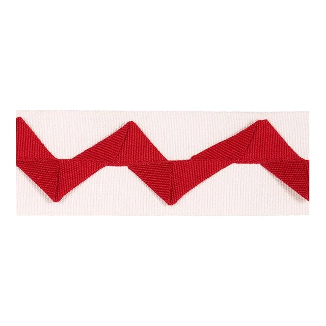 Sample - Schumacher Lazare Applique Tape in Red on Ivory For Sale