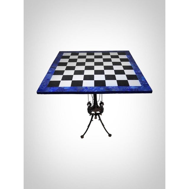 Italian Dragon-Shaped Chess Table in Lapis Lazuli and Marble, 1950s, Set of 33 For Sale - Image 3 of 18