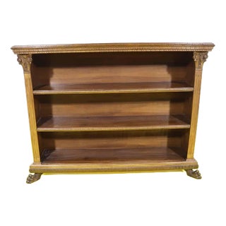 Renaissance Wooden Bookcase with Lion Paw Feet and Three Shelves For Sale