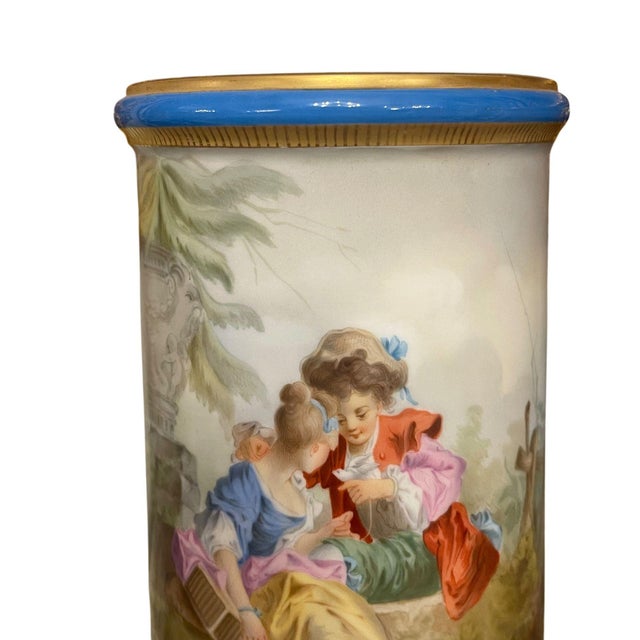 Late 19th Century Pair of French Sèvres Style Porcelain Vases. For Sale - Image 9 of 10