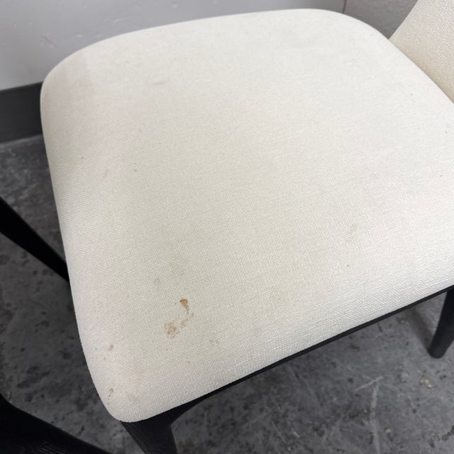 Ivory Restoration Hardware Ligné Upholstered Fabric Dining Chairs, Set of Eight For Sale - Image 8 of 12