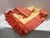 Cheerful large all cotton linen blended blanket, tablecloth or bedspread in marigold yellow and deep tangerine tones with...