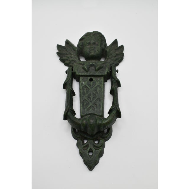 Green Cast Iron Angel Door Knocker For Sale - Image 8 of 11